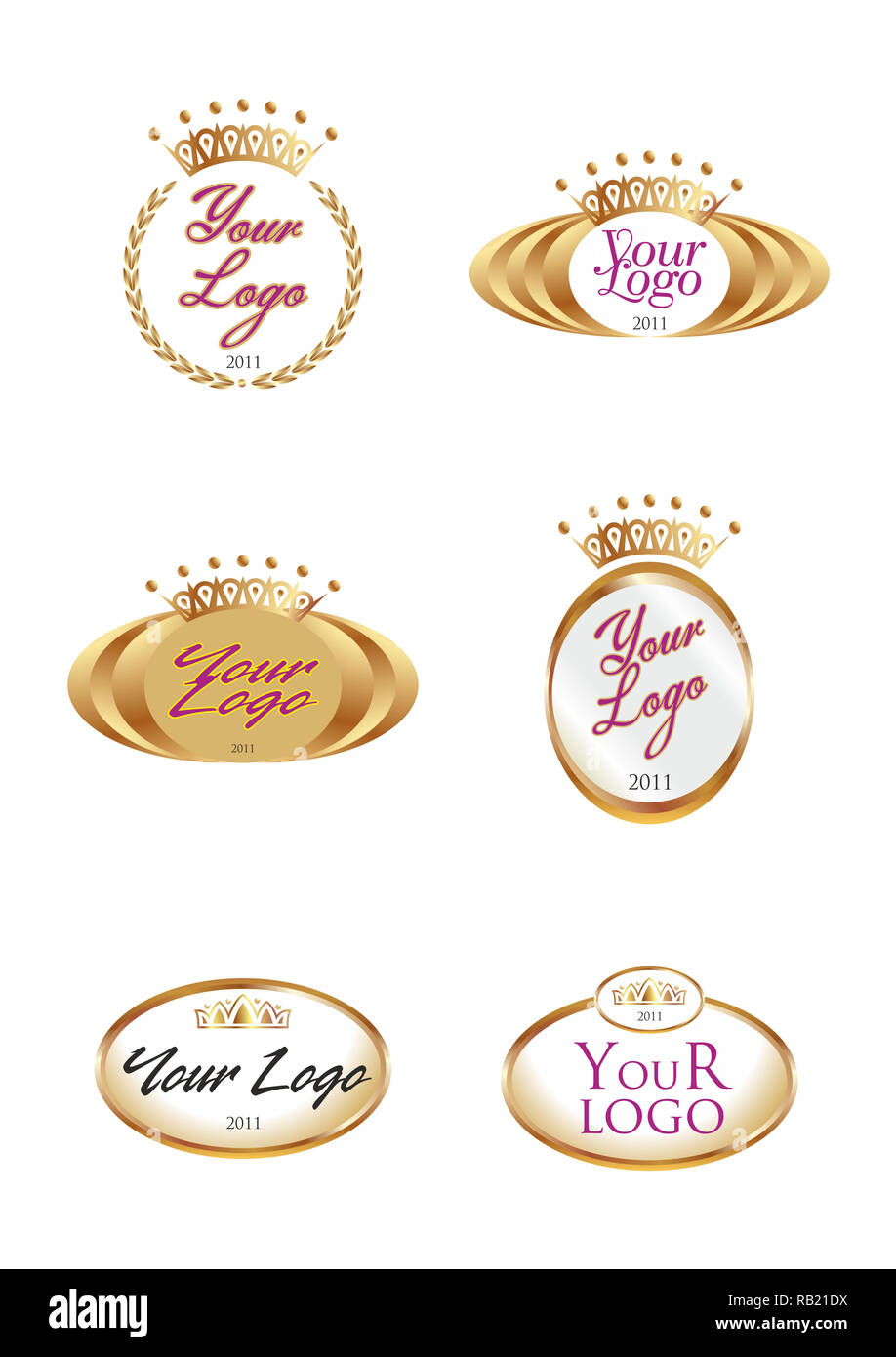 crown logo label vector set Stock Photo