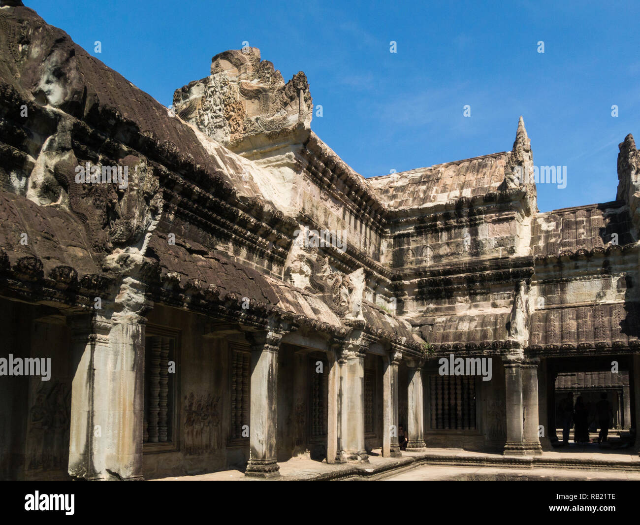 Part of magnificent ruins of Angkor Wat Cambodia Asia an architectural