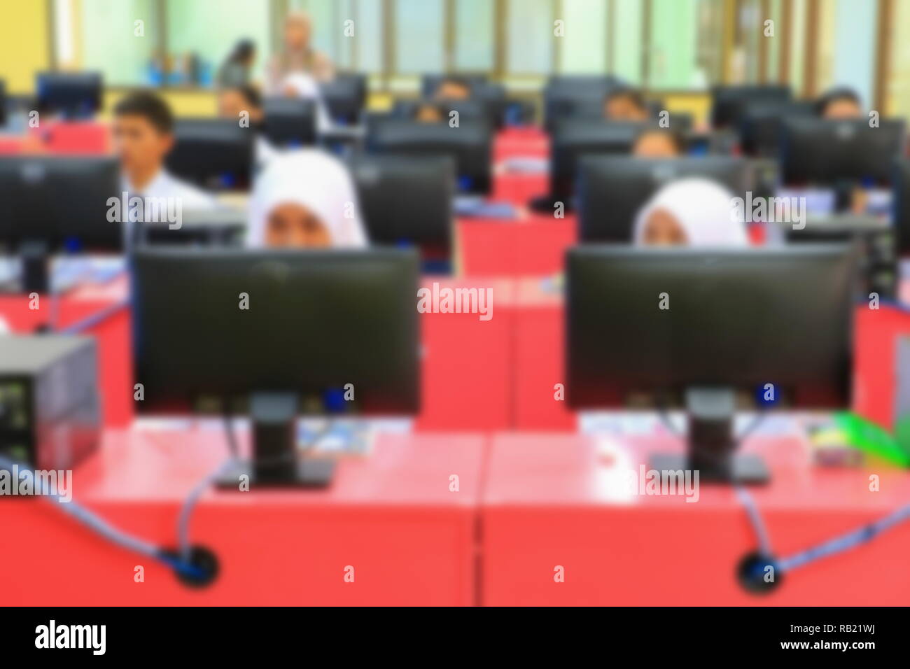 focus blur, the student with teacher learning business technology ...