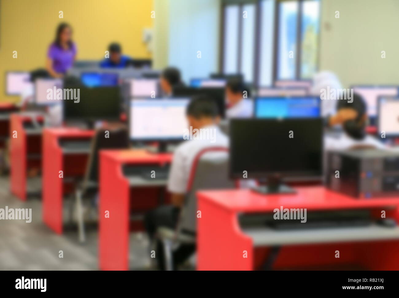 focus blur, the student with teacher learning business technology ...