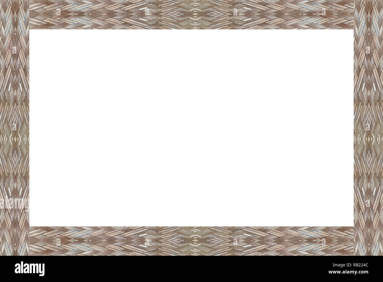 wooden bamboo weave picture frame beautiful on a white Stock Photo