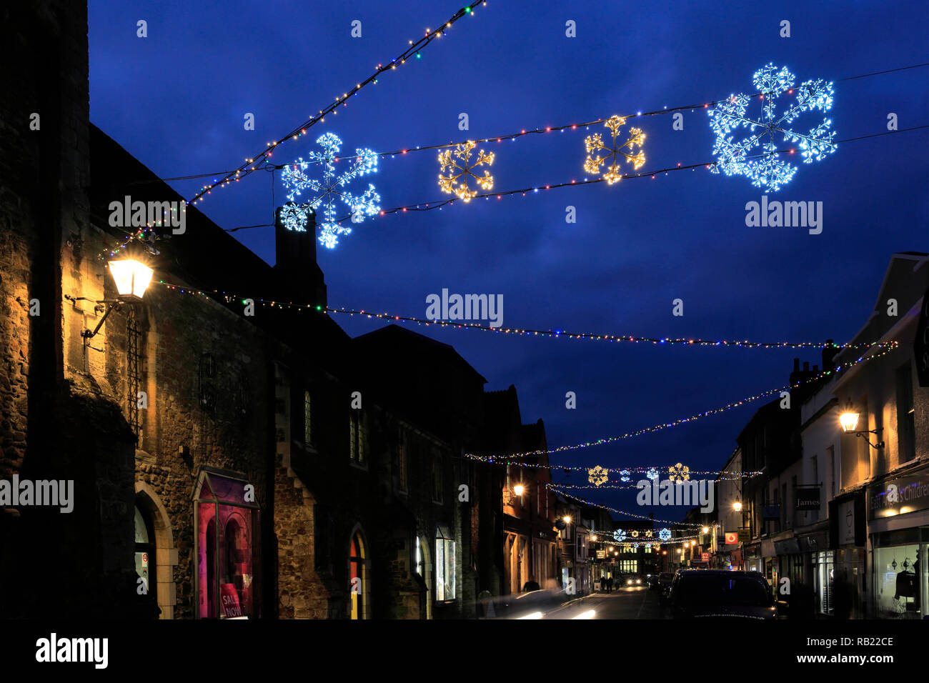 Christmas lights, Ely City, Cambridgeshire; England; Britain; UK Stock