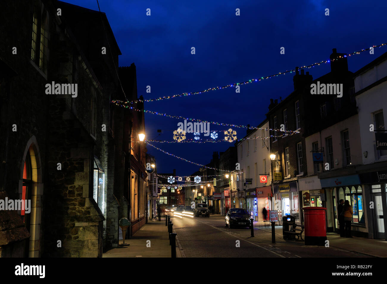 Christmas lights, Ely City, Cambridgeshire; England; Britain; UK Stock Photo Alamy