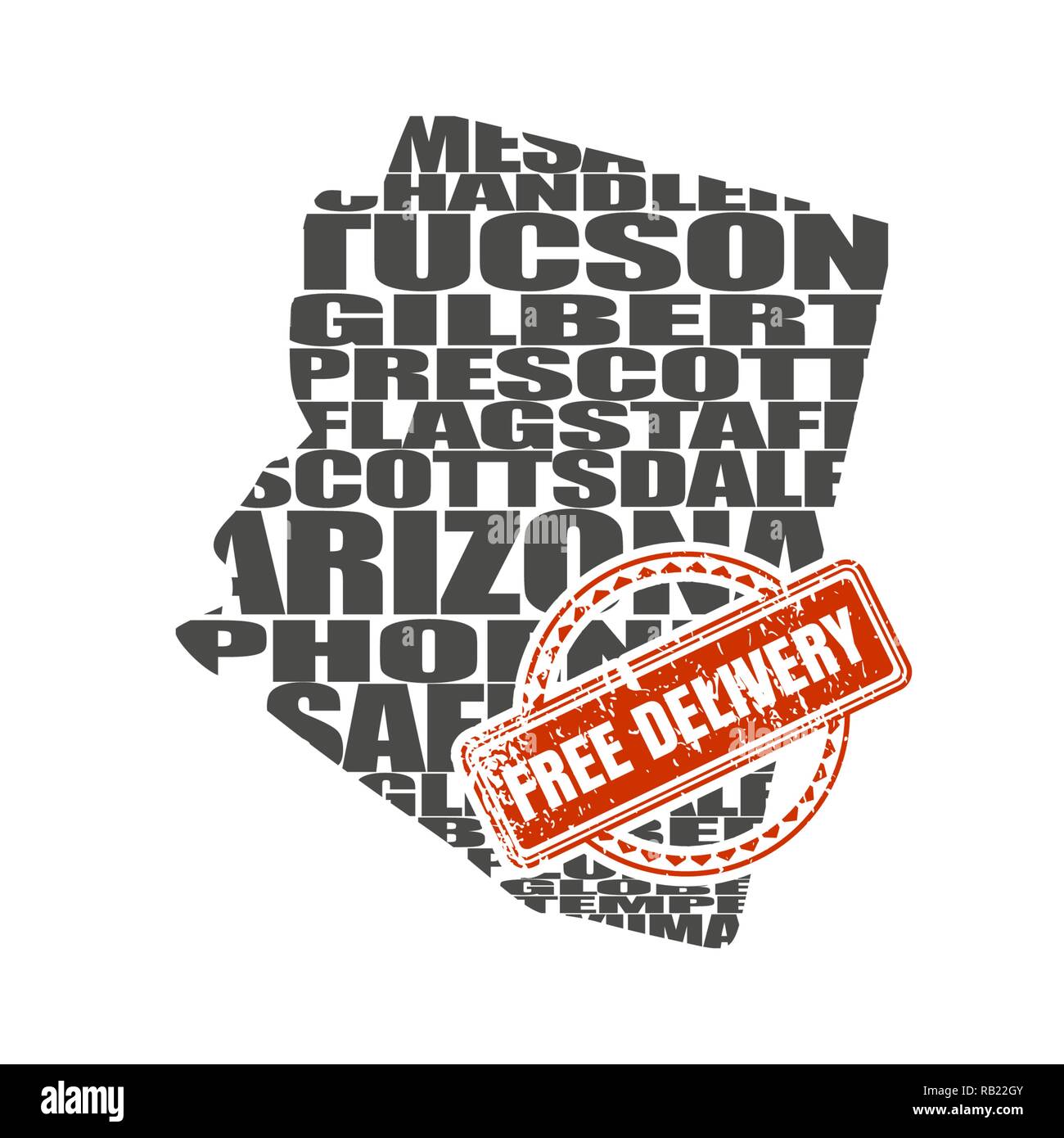 Word cloud map of Arizona state Stock Vector