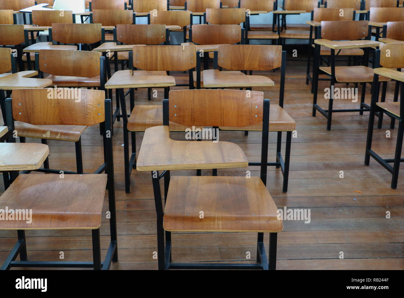 chair wood in classroom high school Stock Photo Alamy