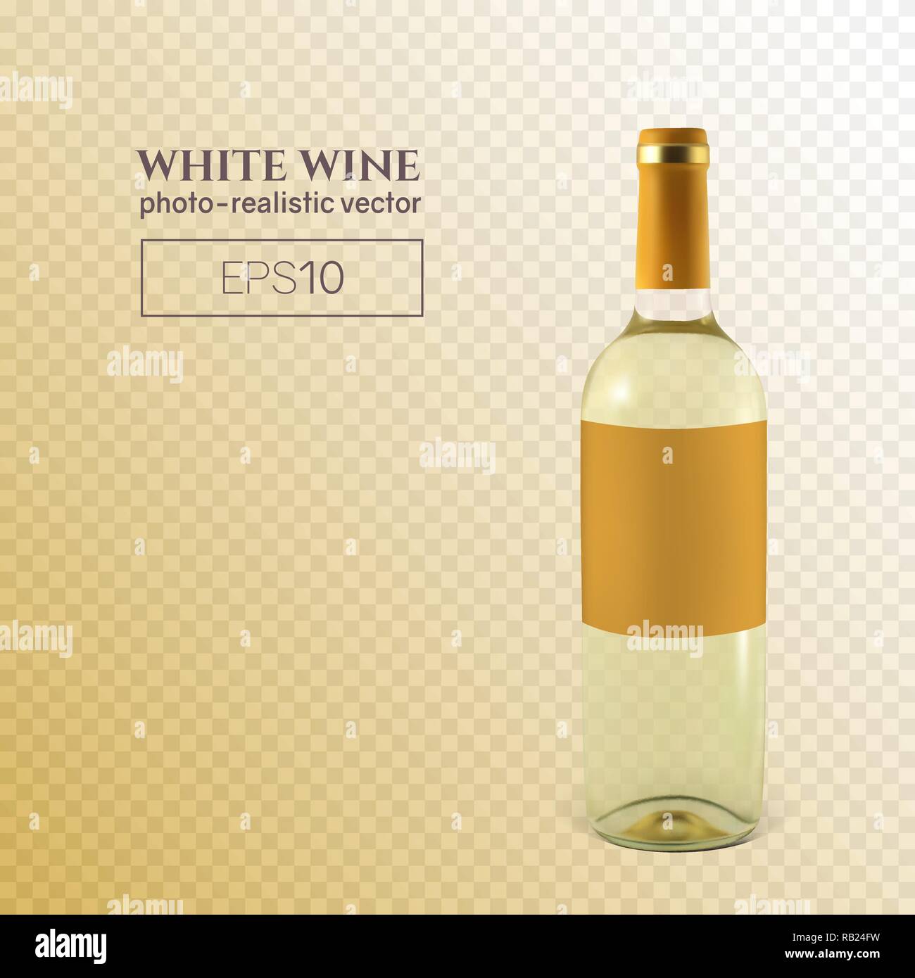 Photorealistic bottle of white wine on a transparent background Stock ...