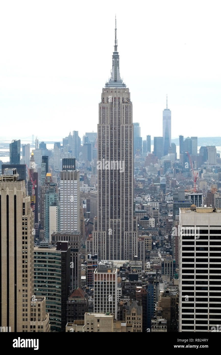 Empire State Building Mid Town New York City NYC Manhattan Island Long Island USA United States of America Stock Photo