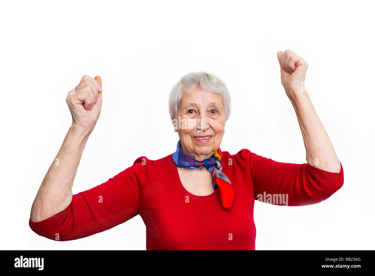 Mature woman fist happy hi-res stock photography and images - Alamy