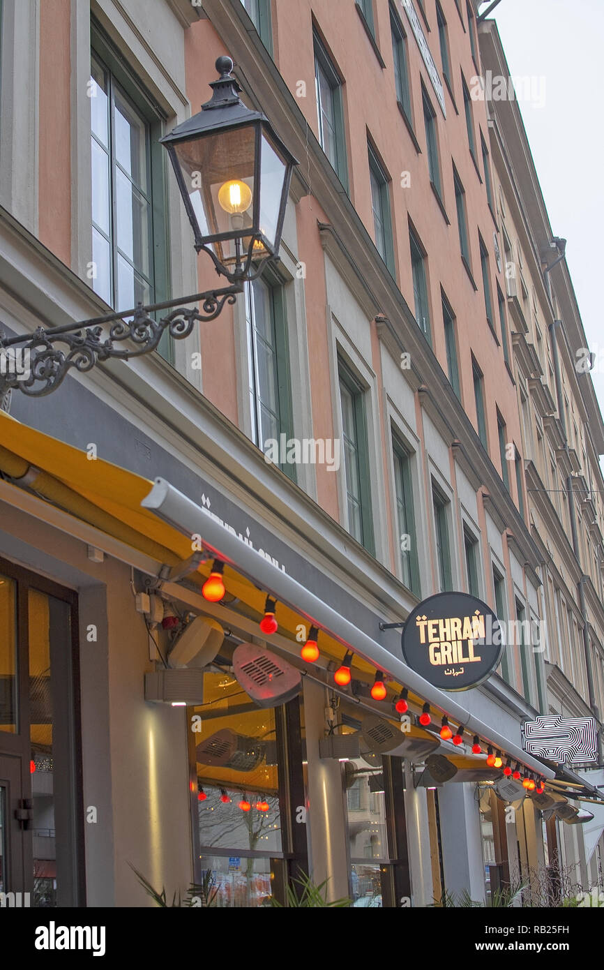 STOCKHOLM, SWEDEN DECEMBER 29, 2018 Tehran Grill restaurant winter