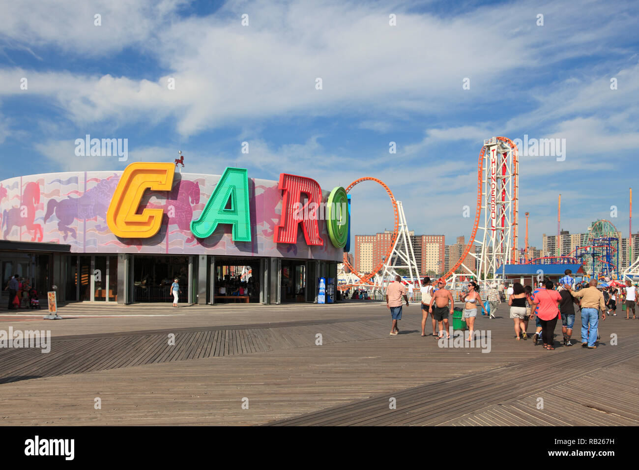 Boardwalk, Coney Island, Brooklyn, New York City, New York, United States of America Stock Photo