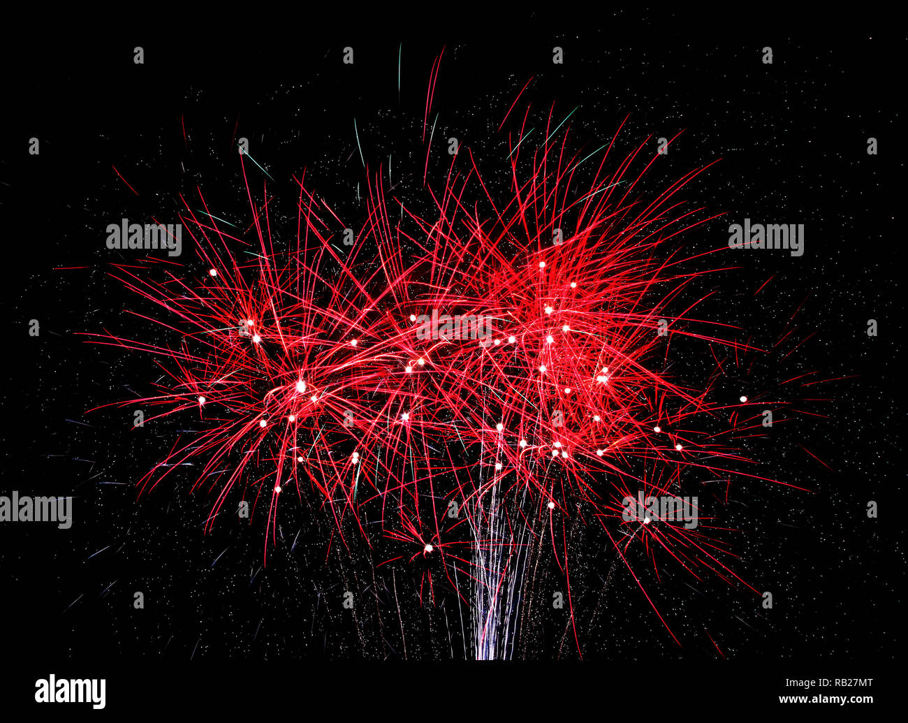 Red Fireworks Exploding red fireworks explode in the night on the 4th of July 2015 Stock Photo ...