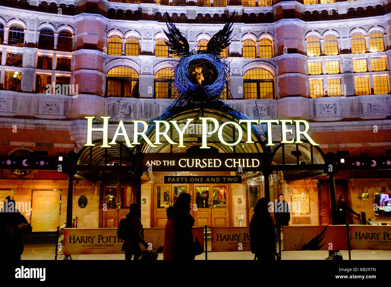 the facade of Harry Potter and the Cursed Child, at the Palace Theatre, west end, London. Stock Photo