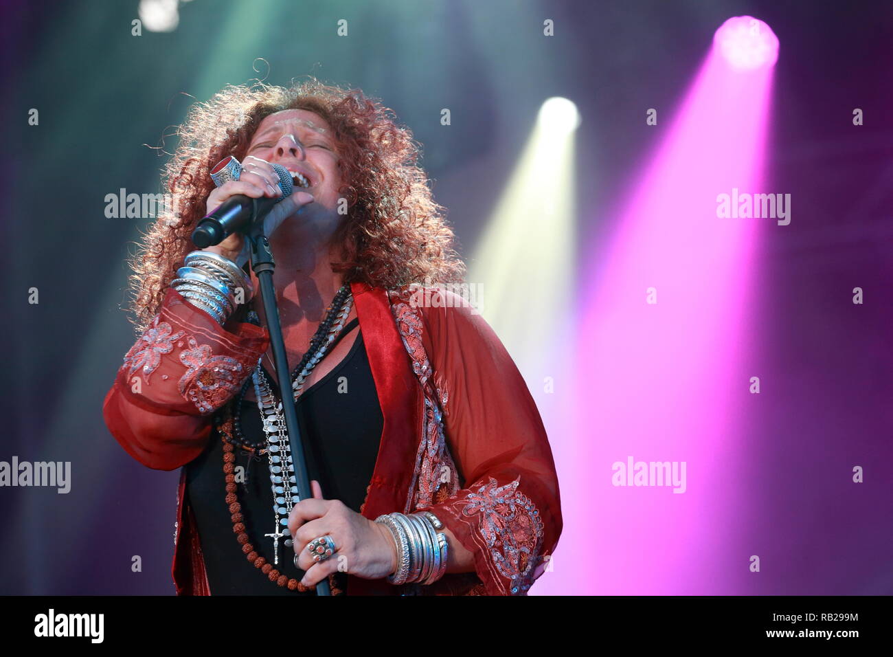 Quebec, Canada.blues singer Angel Forest performs at the Supernova outdoor show held during Montreal Pride Week. Stock Photo