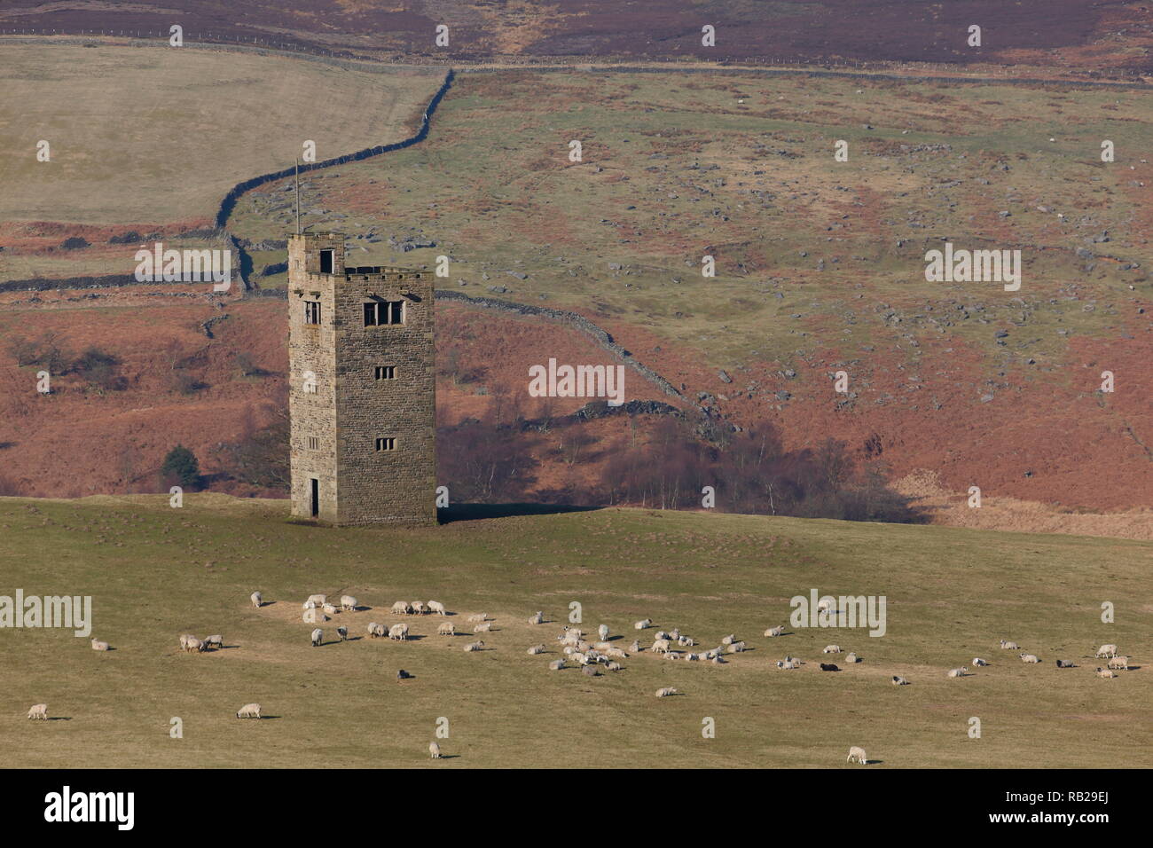 Boots Folly Tower on Bradfield Dale in the Peak District National Park ...