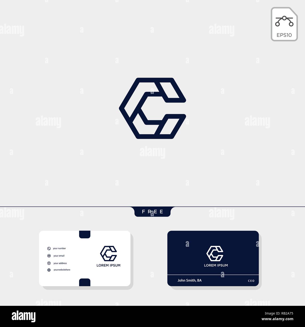 Initial C, CC creative logo template and business card design template include. vector illustration and logo inspiration Stock Vector