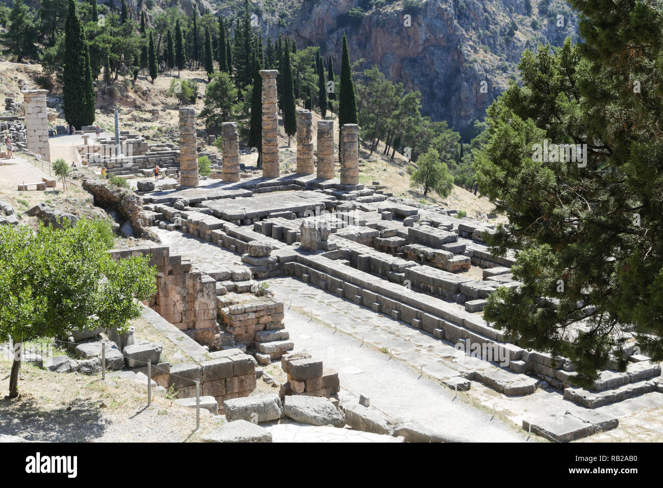 The ruins in Delphi, an archaeological site in Greece at the Mount ...