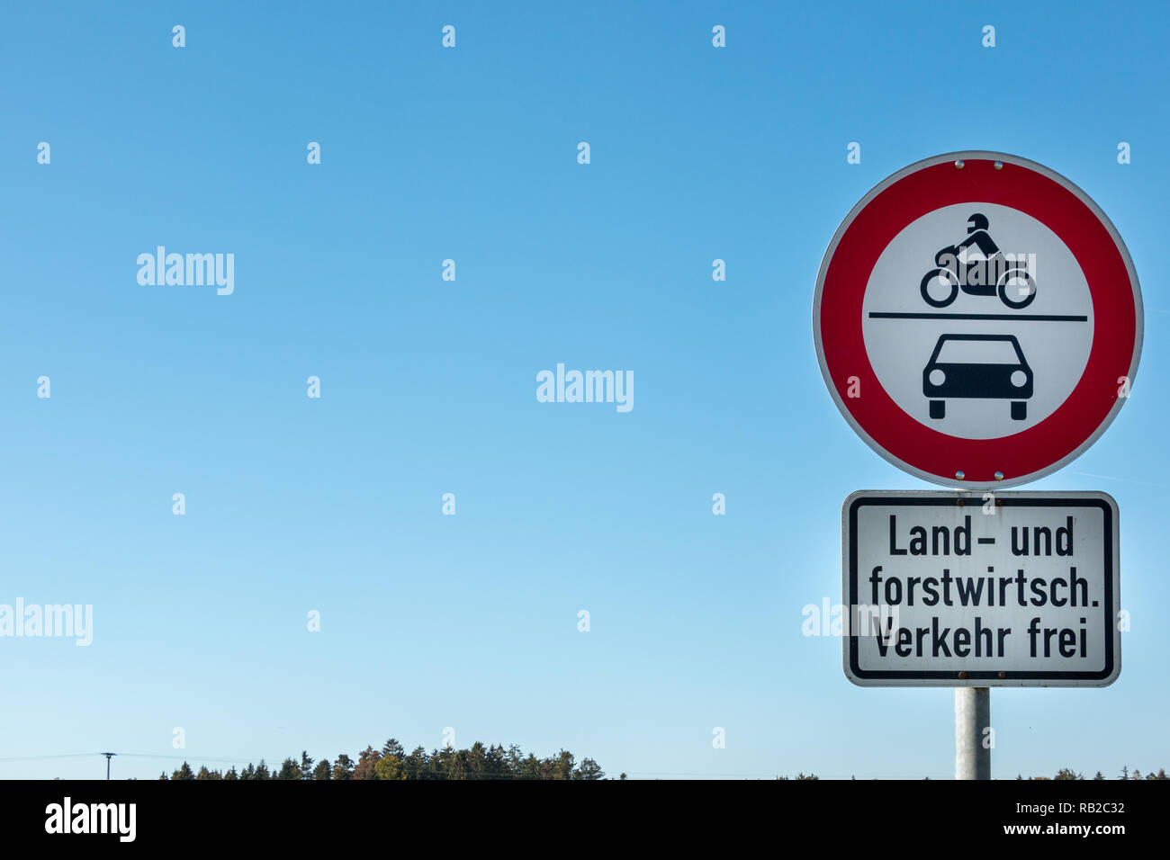 Traffic sign which allows agricultural and forestry vehicles to drive through Stock Photo