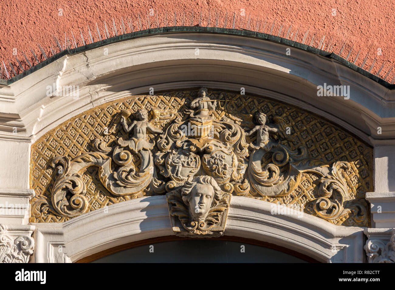 Beautiful coat of arms on a historical old building Stock Photo
