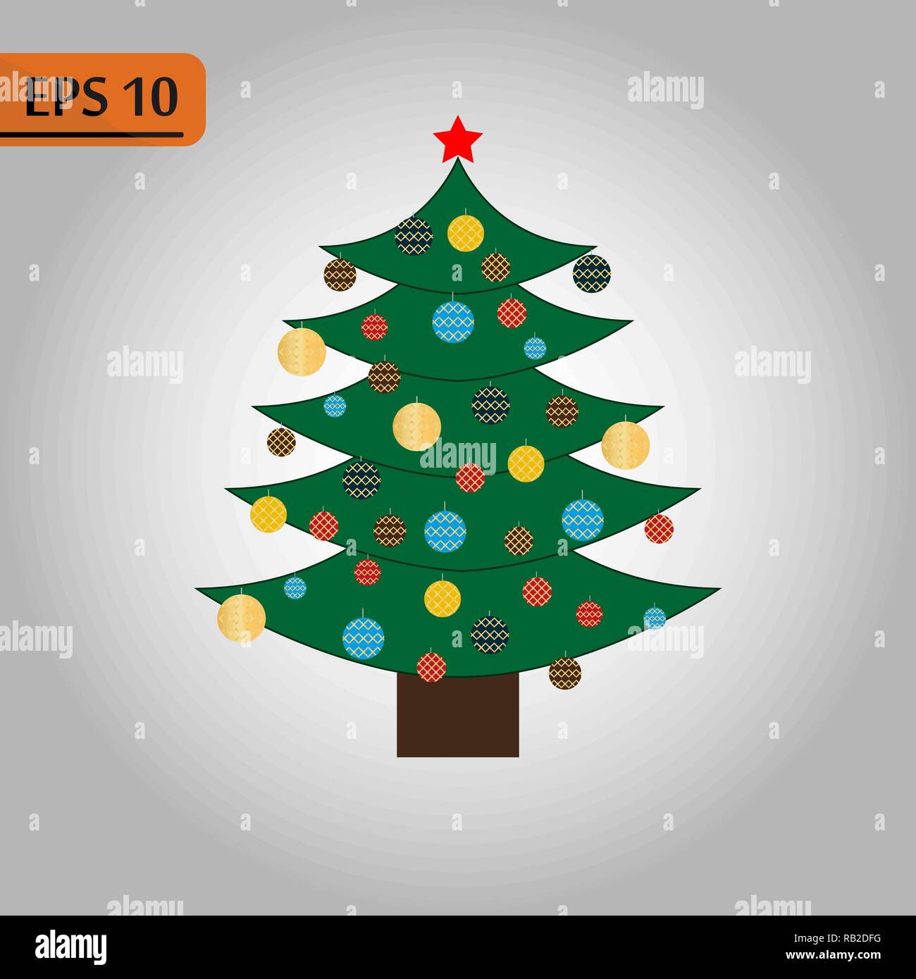 vector illustration of decorated Christmas tree on white background eps ...