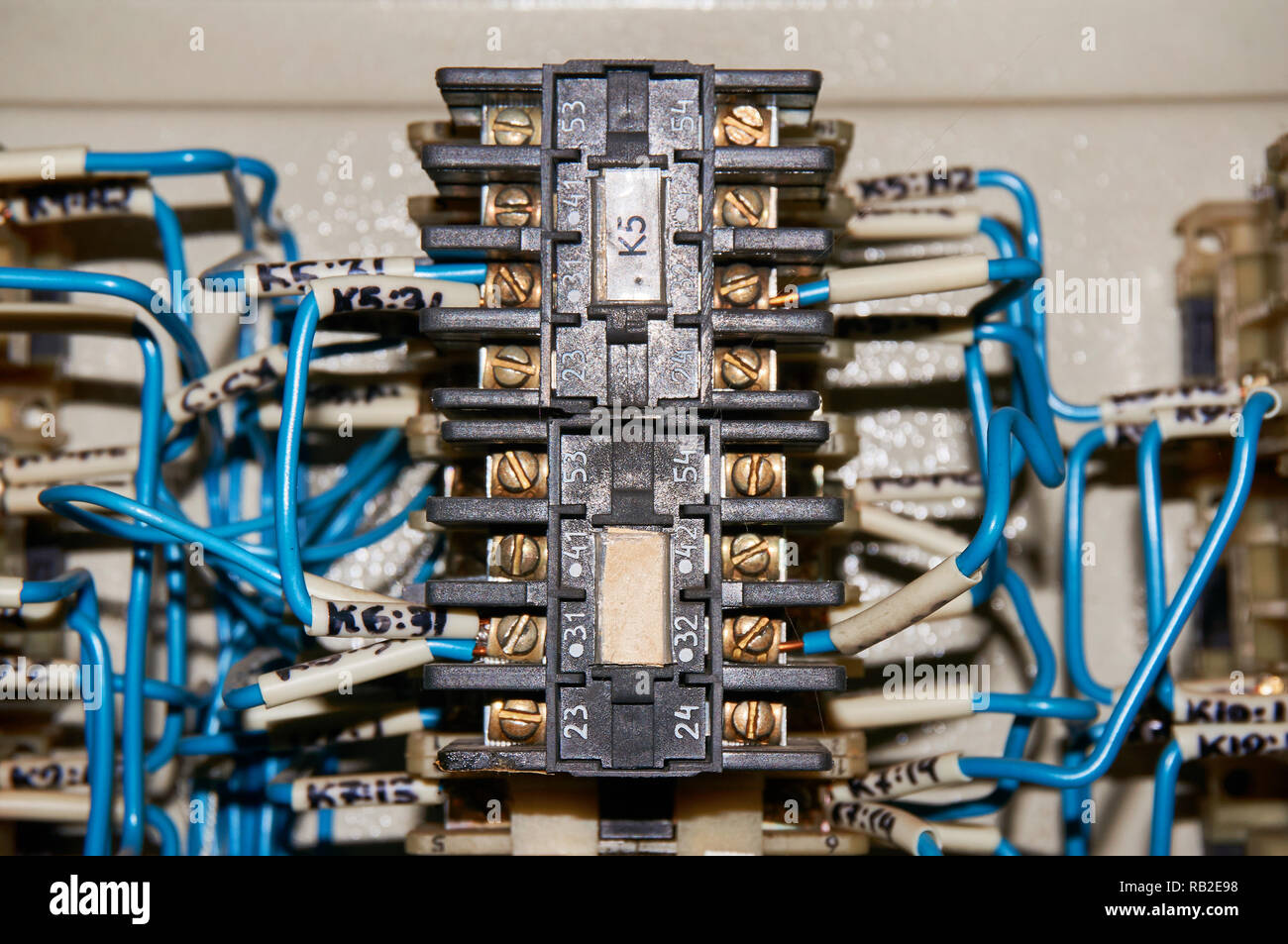 Some electrical relay is mounted on the mounting panel. Relays inserted
