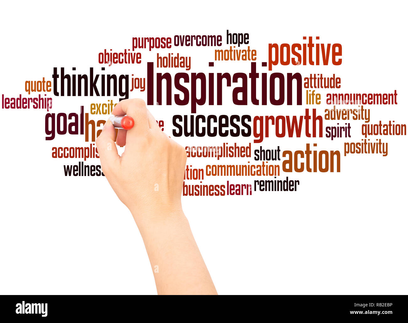 Inspiration word cloud concept on white background. Stock Photo
