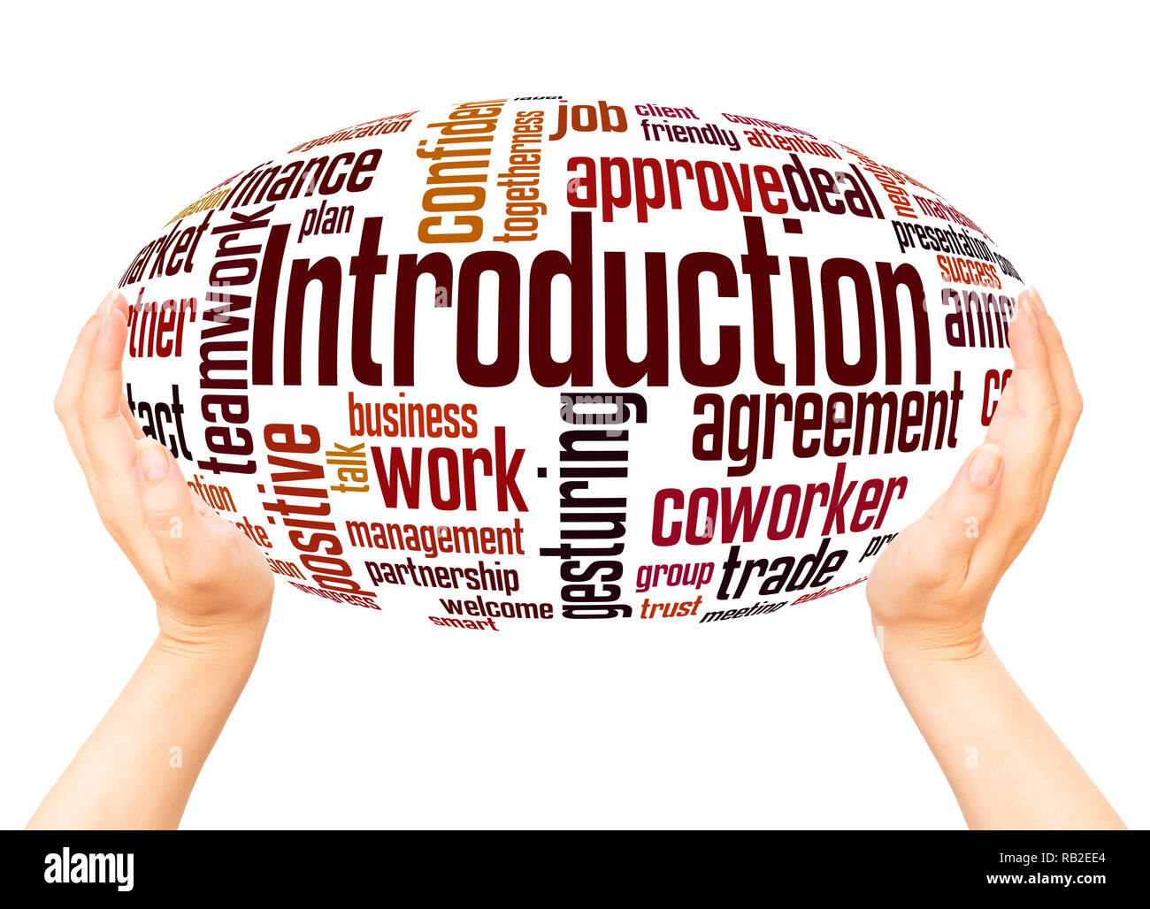 Introduction word cloud hand sphere concept on white background Stock ...