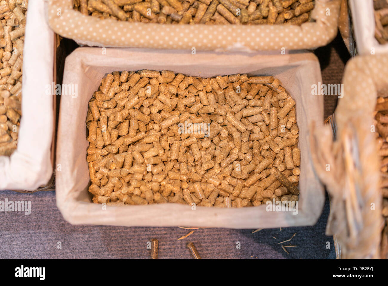 Pellets Biomass- close up studio shot. macro shot of energy efficient ...
