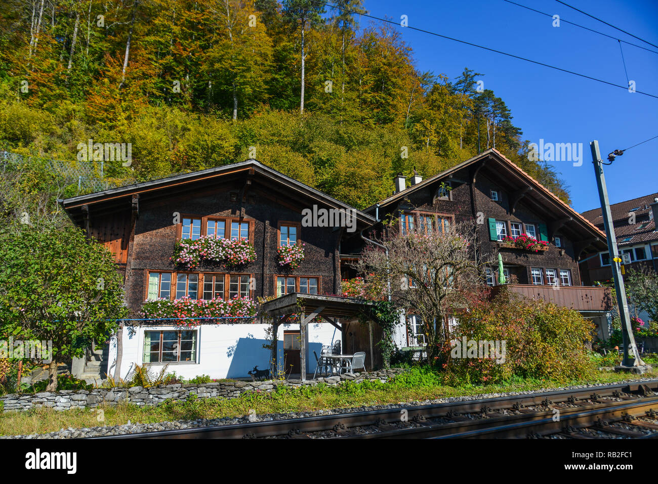 Brienz Switzerland Oct 21 2018 Traditional Swiss Alps Rural Wood House In Village Of Alpine Switzerland Stock Photo Alamy