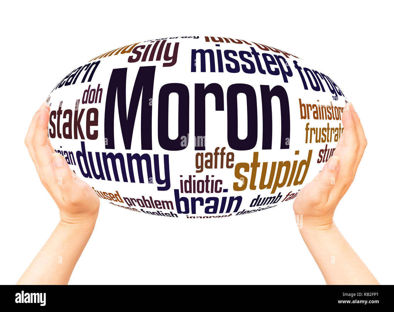 Moron word cloud hand sphere concept on white background Stock Photo