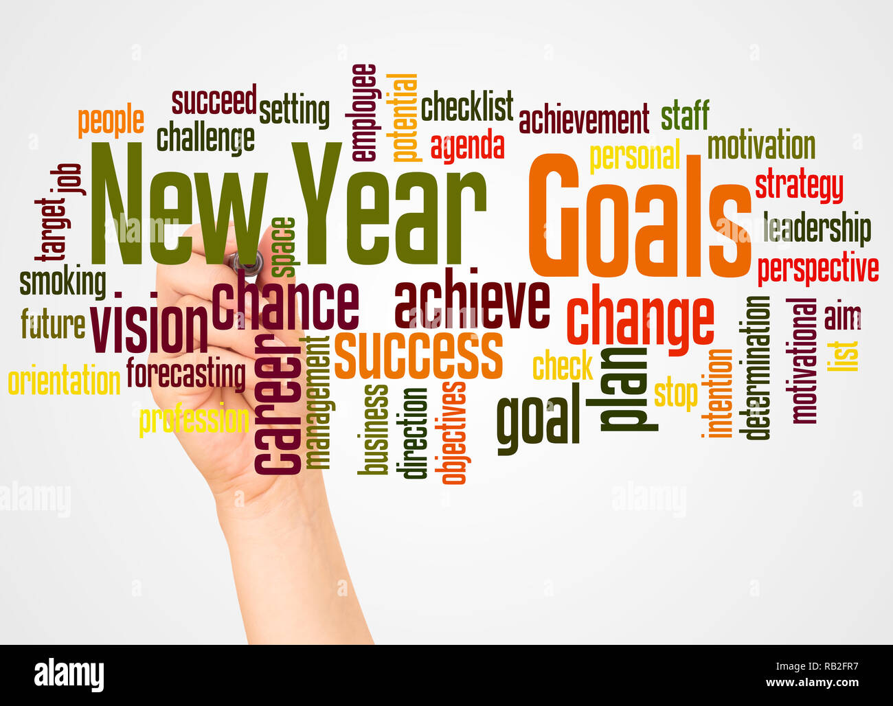 New Year Goals word cloud hand sphere concept on white background Stock ...
