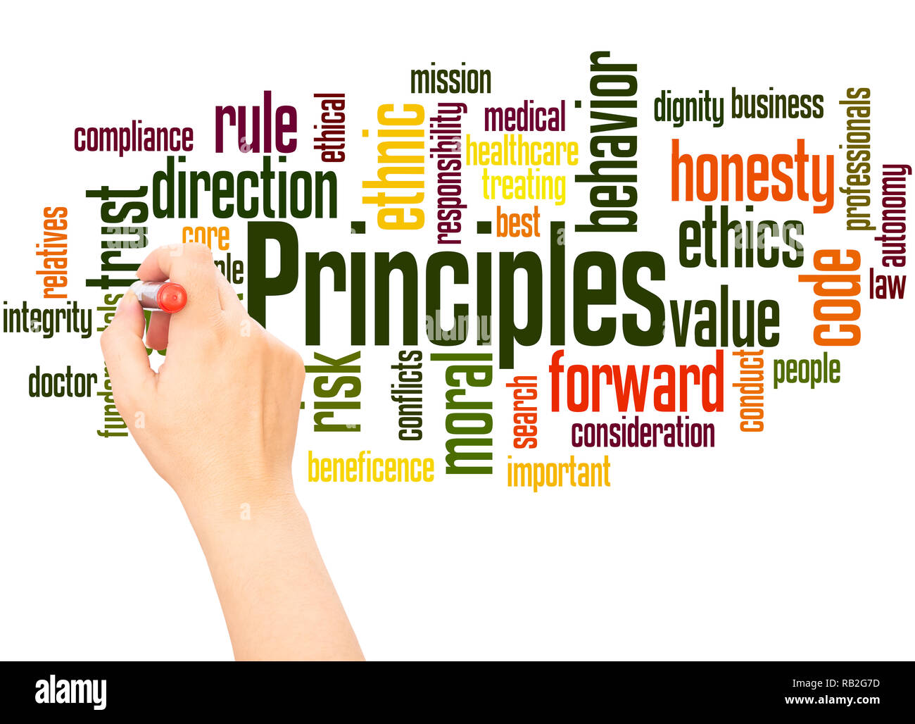 Principles word cloud hand writing concept on white background Stock ...