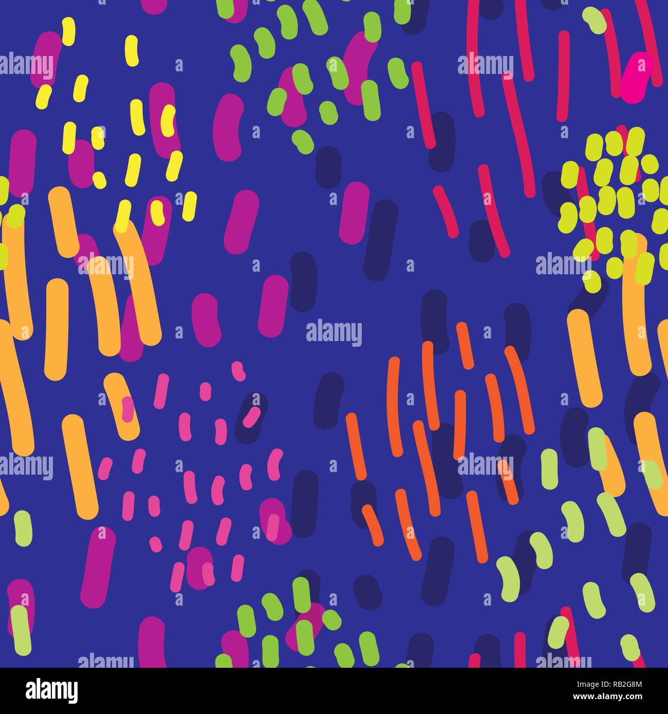 Abstract Colorful Dots and Lines Seamless Pattern on Purple Background ...