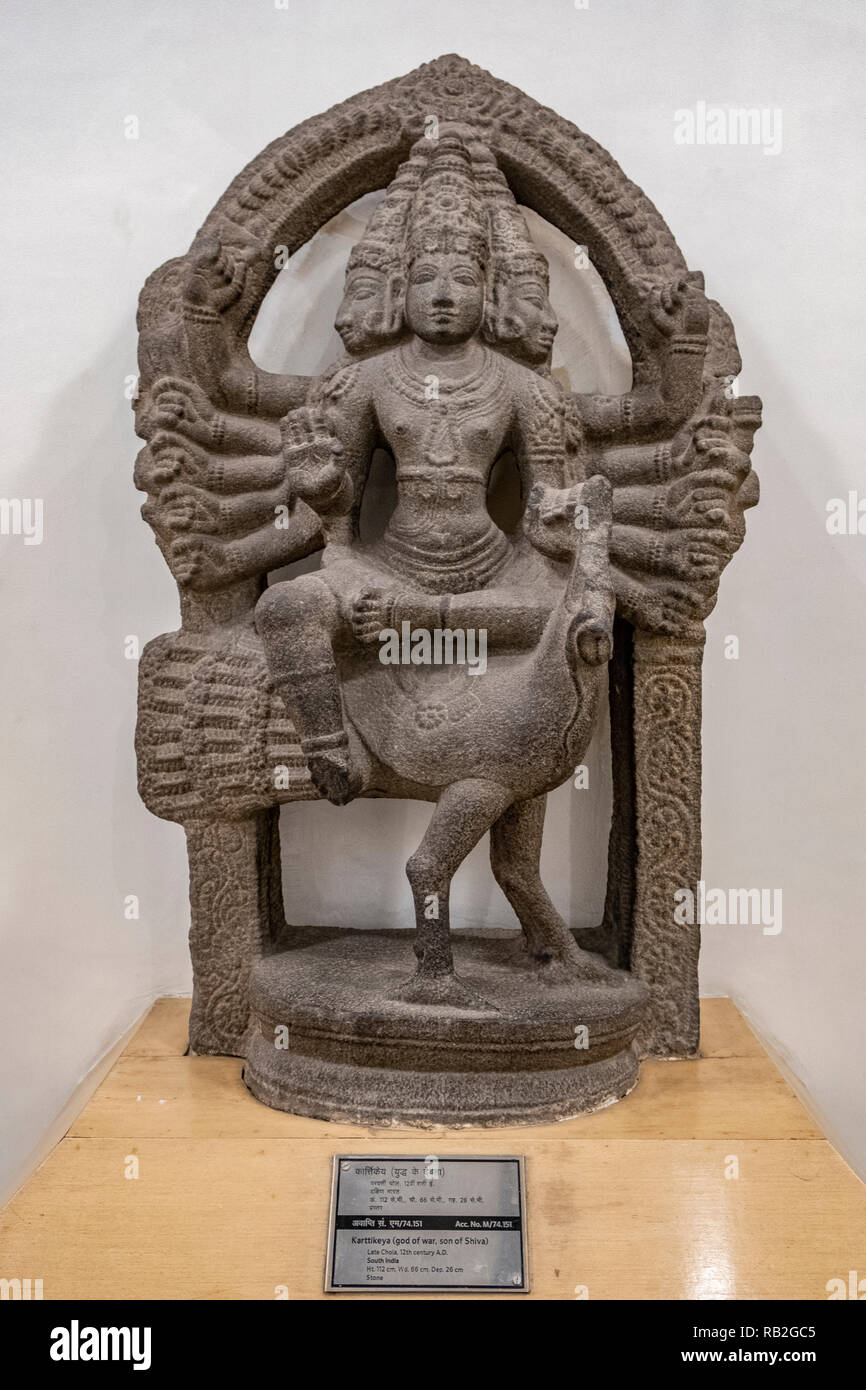 Kartikeya (Karttikeya), God of War, son of Shiva. Late Chola 12th