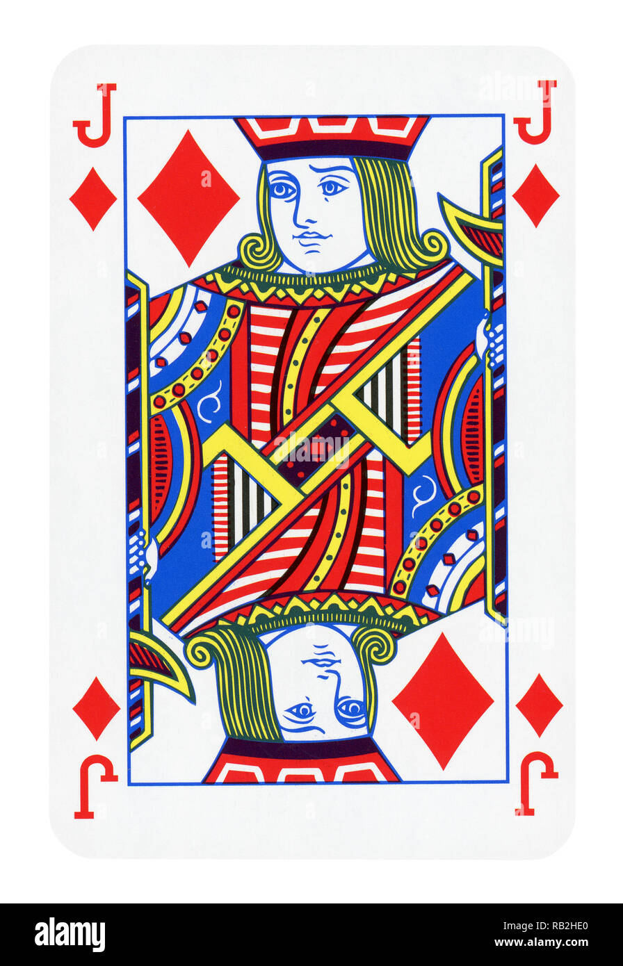 Jack of Diamonds playing card isolated on white (clipping path included) Stock Photo