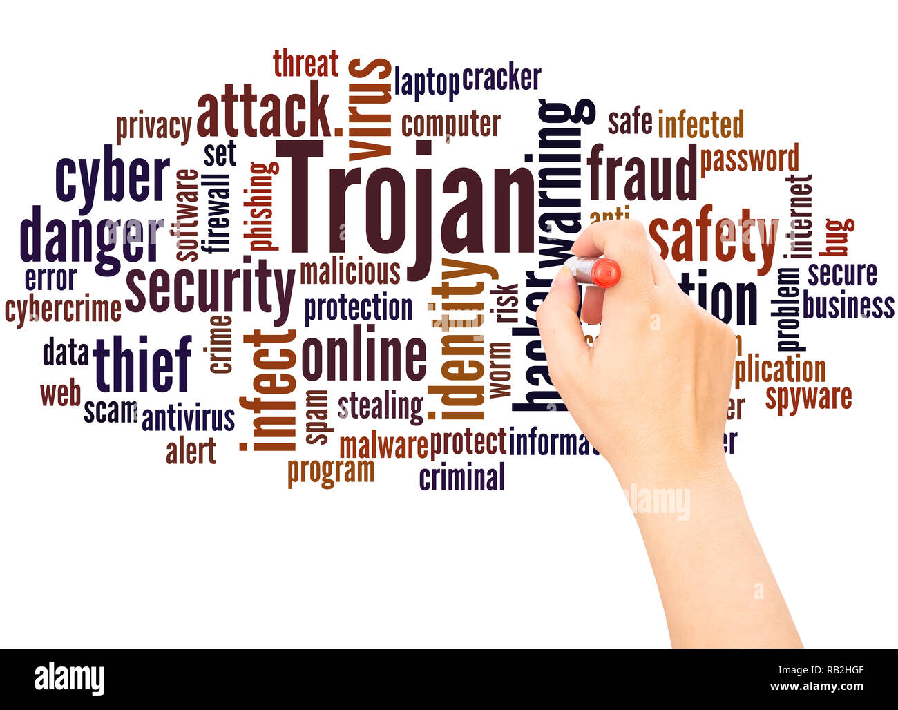 Trojan word cloud hand writing concept concept concept on white background. Stock Photo