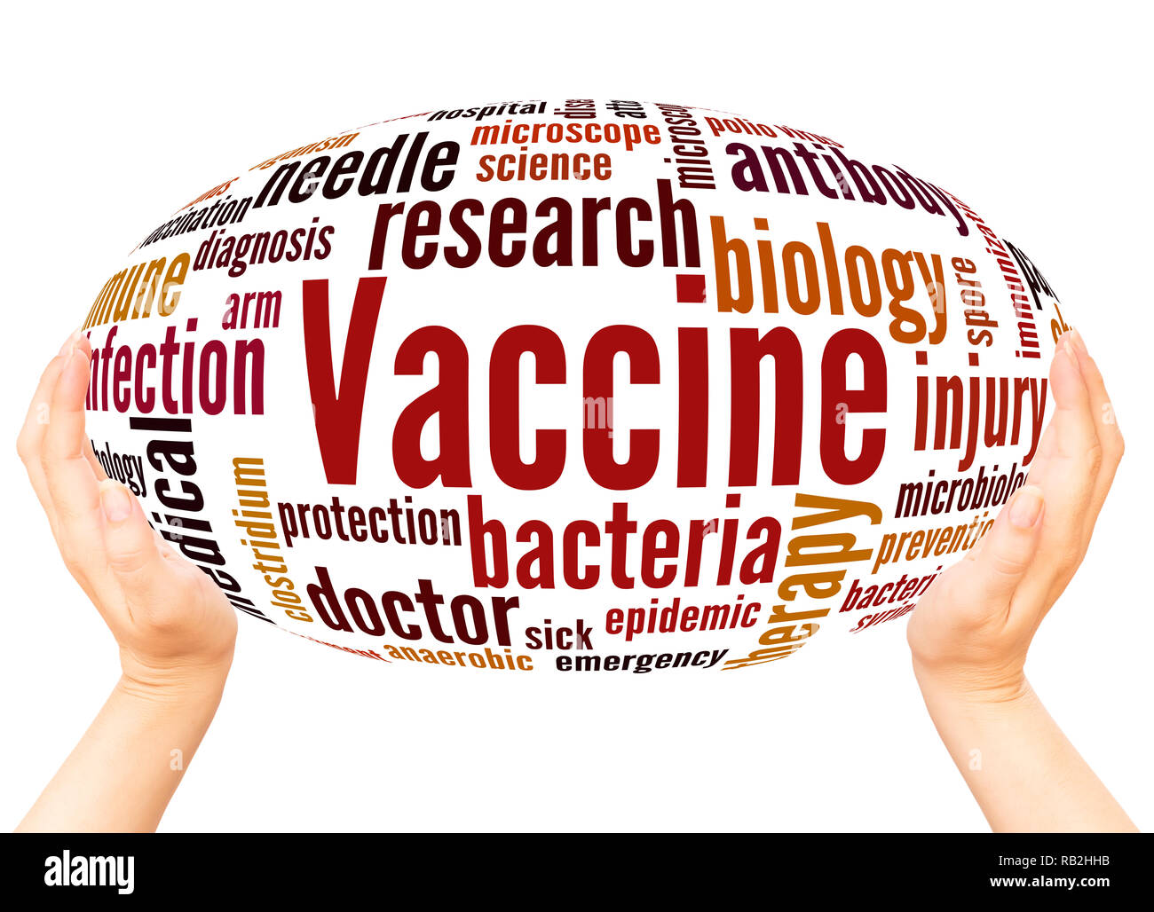 Vaccine word cloud hand sphere concept on white background. Stock Photo