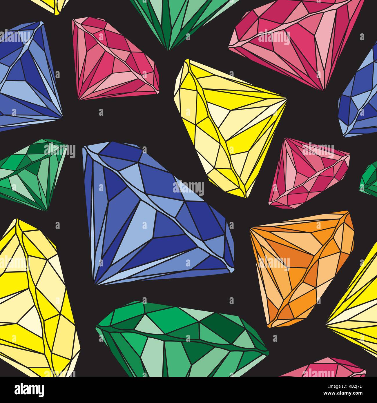 Colorful Brilliant Cut Diamond Seamless Pattern Stock Vector