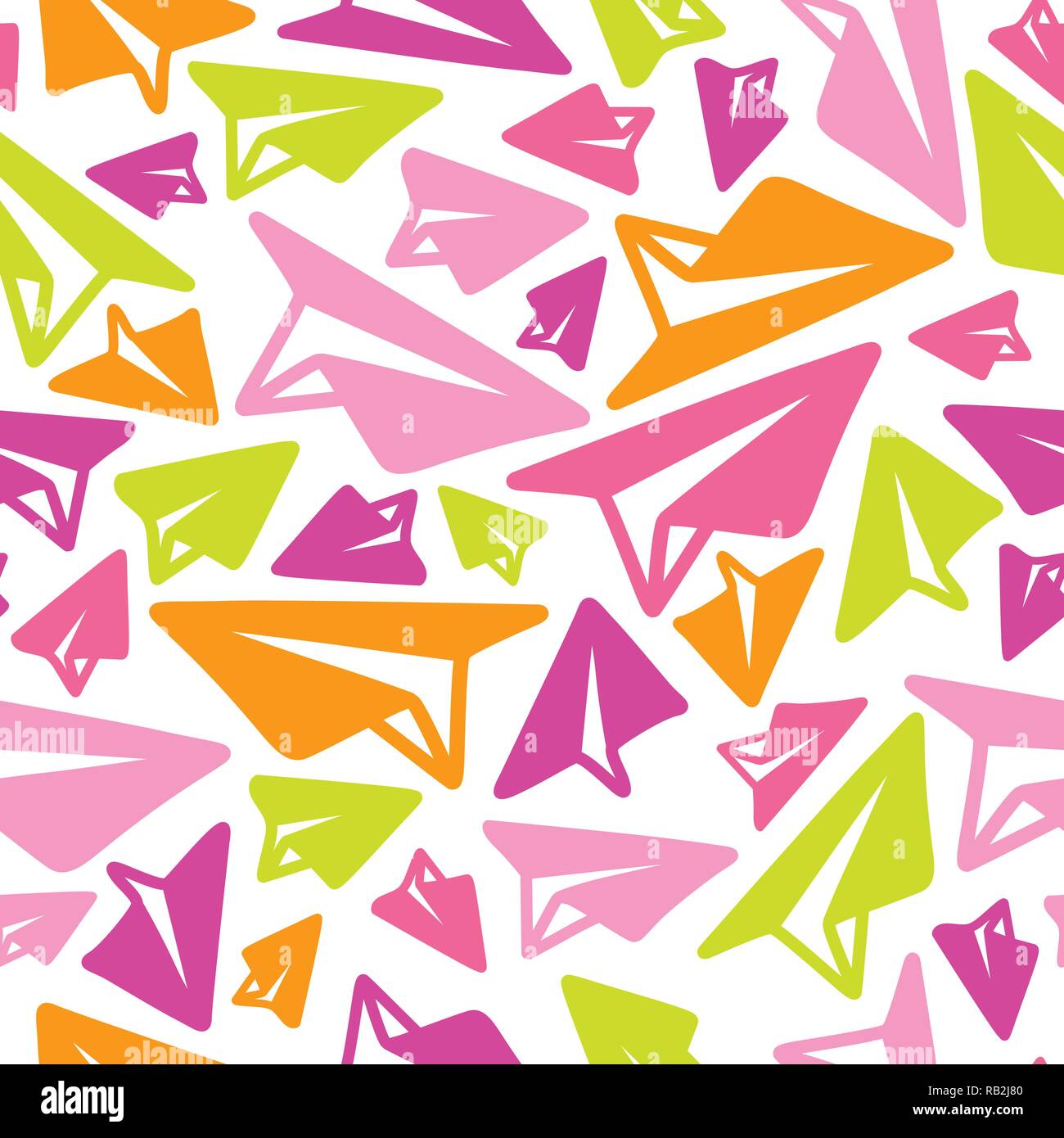 Colorful Paper Planes Seamless Pattern on White Background. Kids Pattern Stock Vector