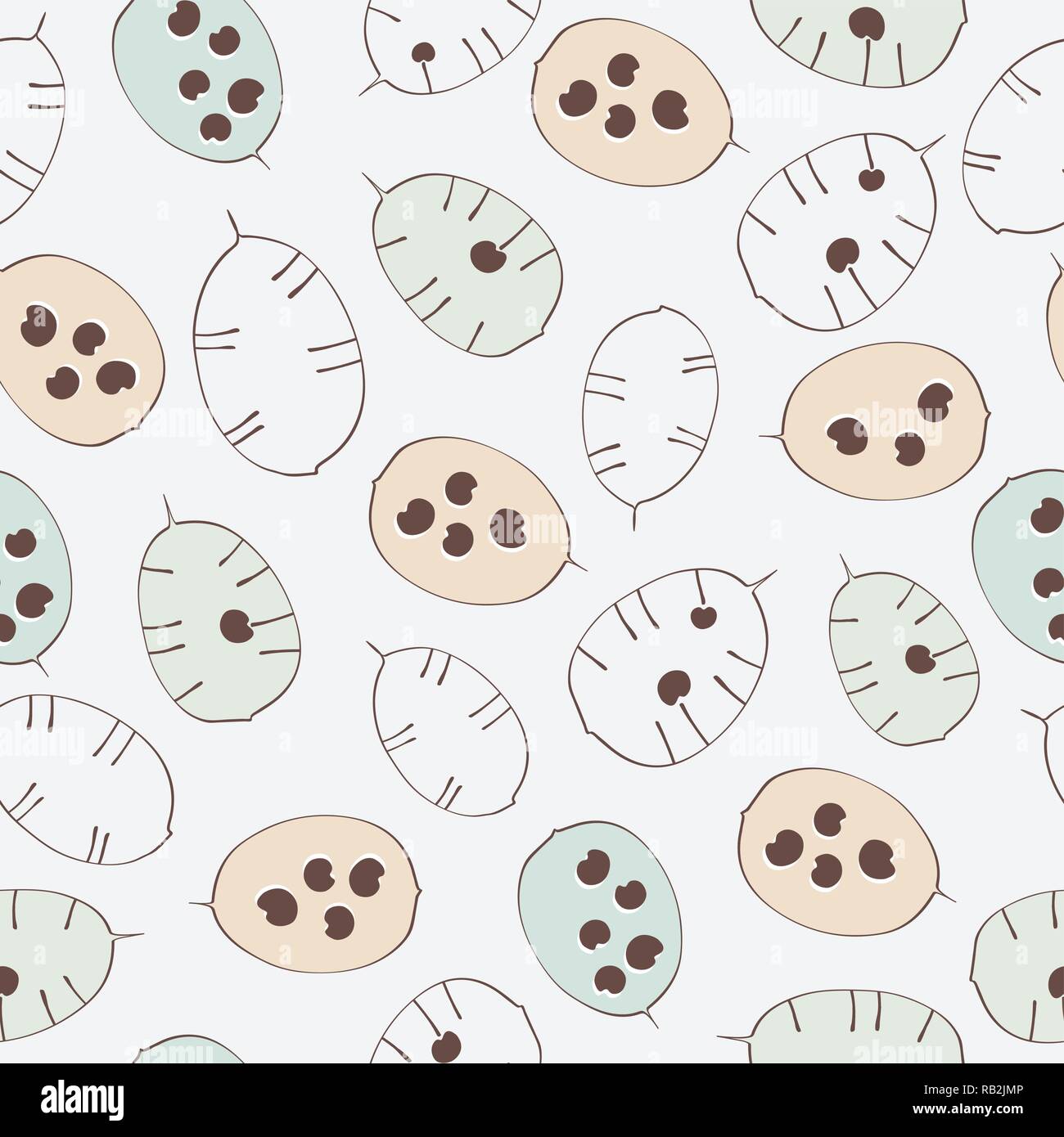 Lunaria silver dollar plant seamless pattern Stock Vector