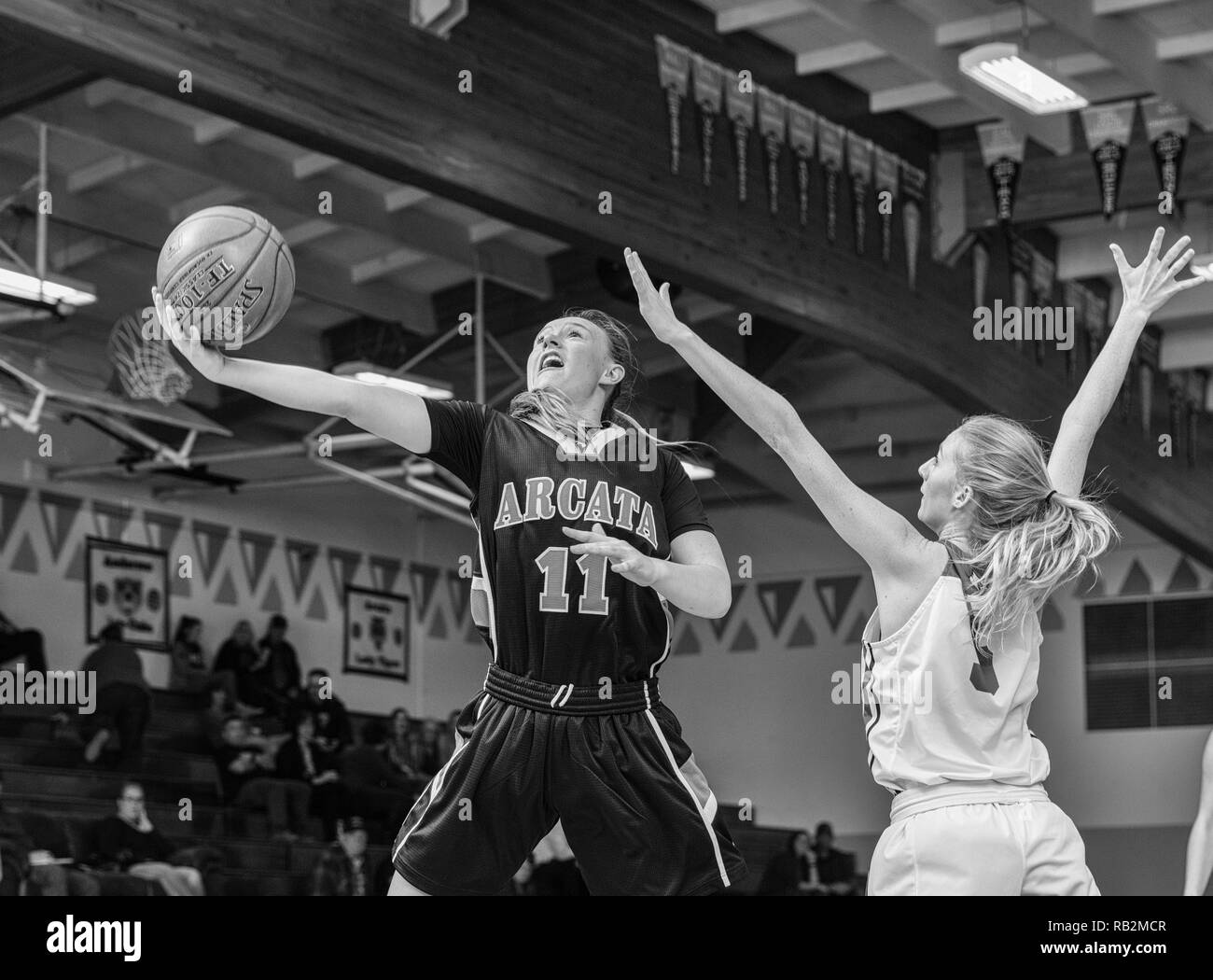 Basketball action with Arcata vs. Corning High School  in Red Bluff, California. Stock Photo