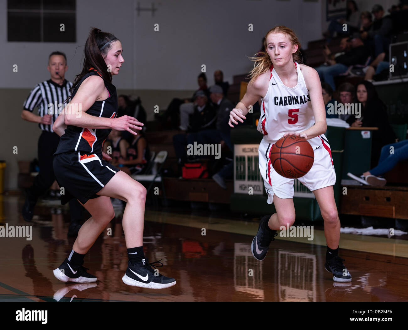 Basketball action with Arcata vs. Corning High School in Red Bluff