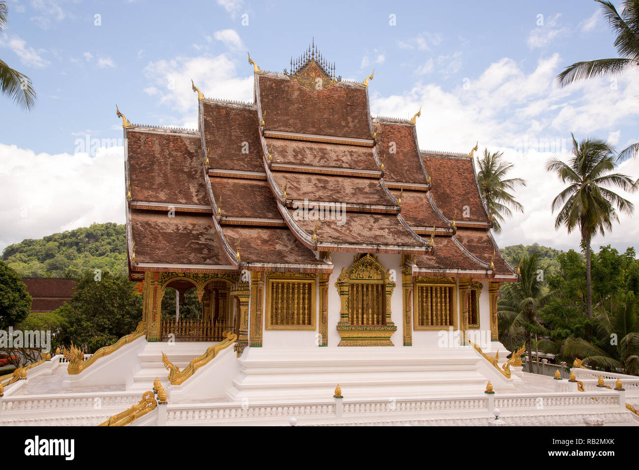 The Royal Temple, also known as Haw Pha Bang, in Luang Prabang, Laos. Stock Photo