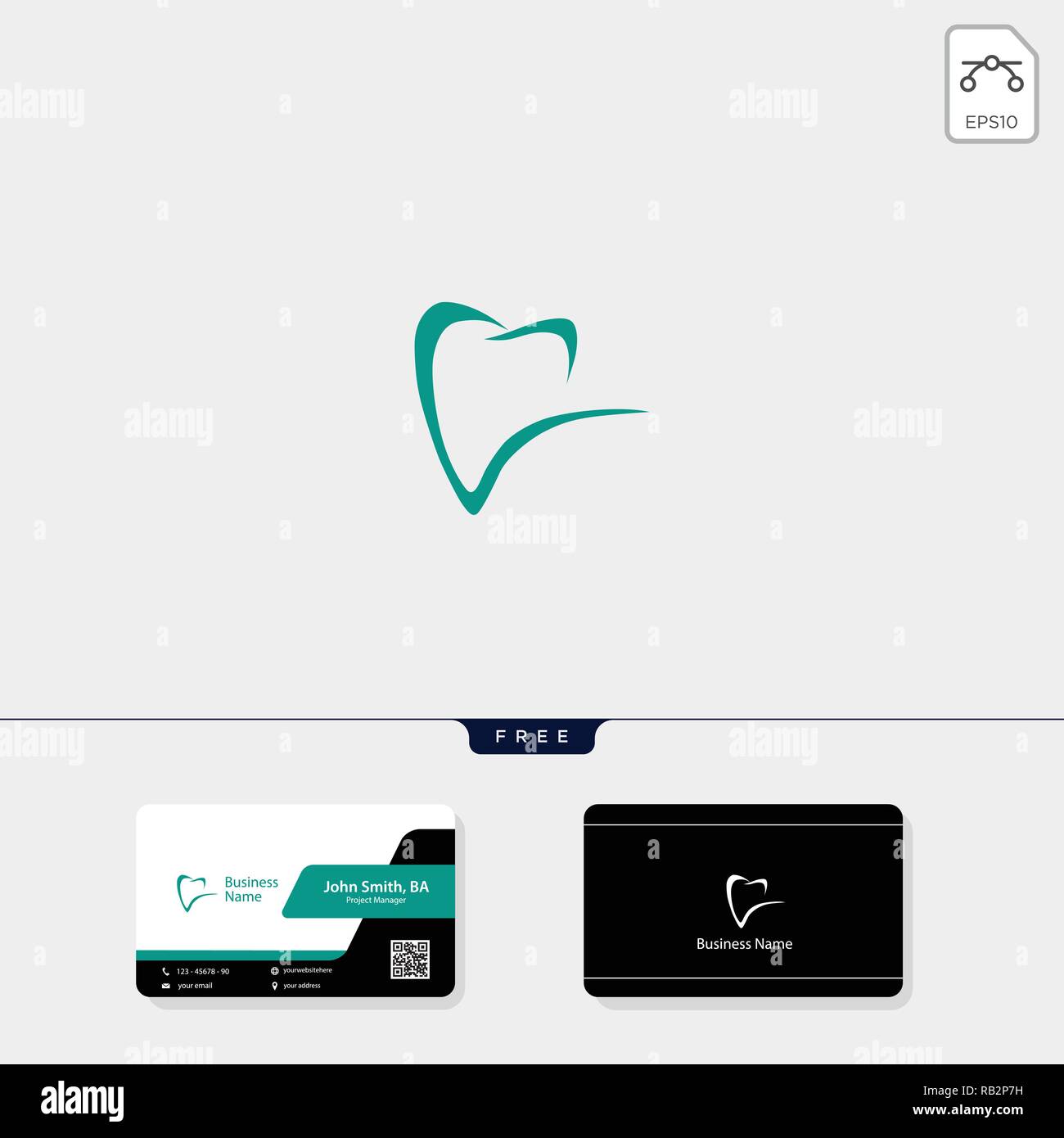 dental icon logo template vector illustration, free business card ...