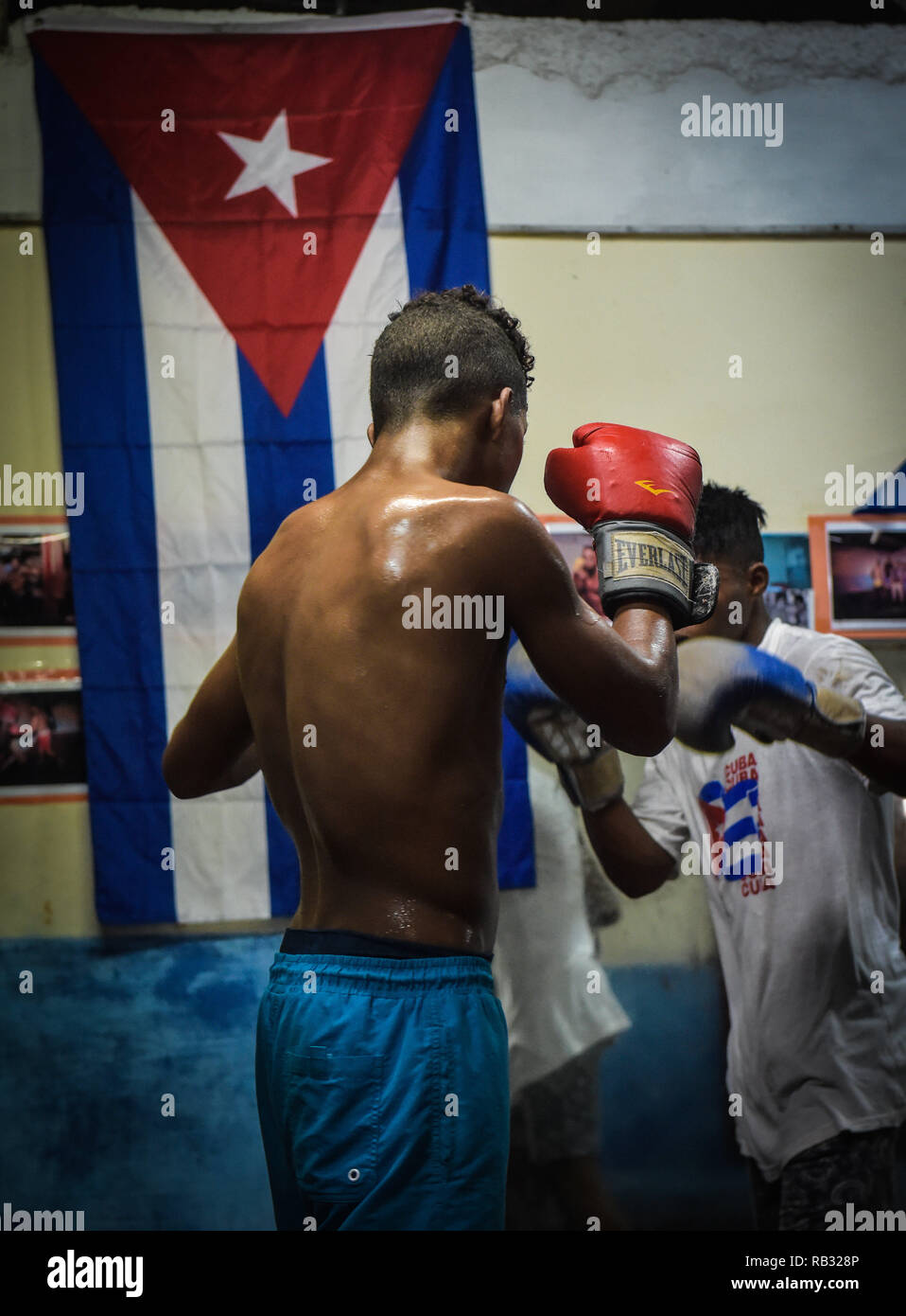 Havana, Havana, Cuba. 12th Oct, 2018. A Young boxer nicknamed ''La juventud'' The Youth, seen training at the Kid Chocolate gym in Havana, Cuba.Cuban boxers are the most successful in the history of amateur boxing, Cuba has won 32 Olympic boxing gold medals since 1972, .In 1962, professional boxing in Cuba was banned by Fidel Castro. As a consequence of Castro's ban, if fighters want to pursue their dream of becoming world champions they have to make the heartbreaking decision to defect from the country and It can be very tough for them because they are excommunicated and separated from Stock Photo