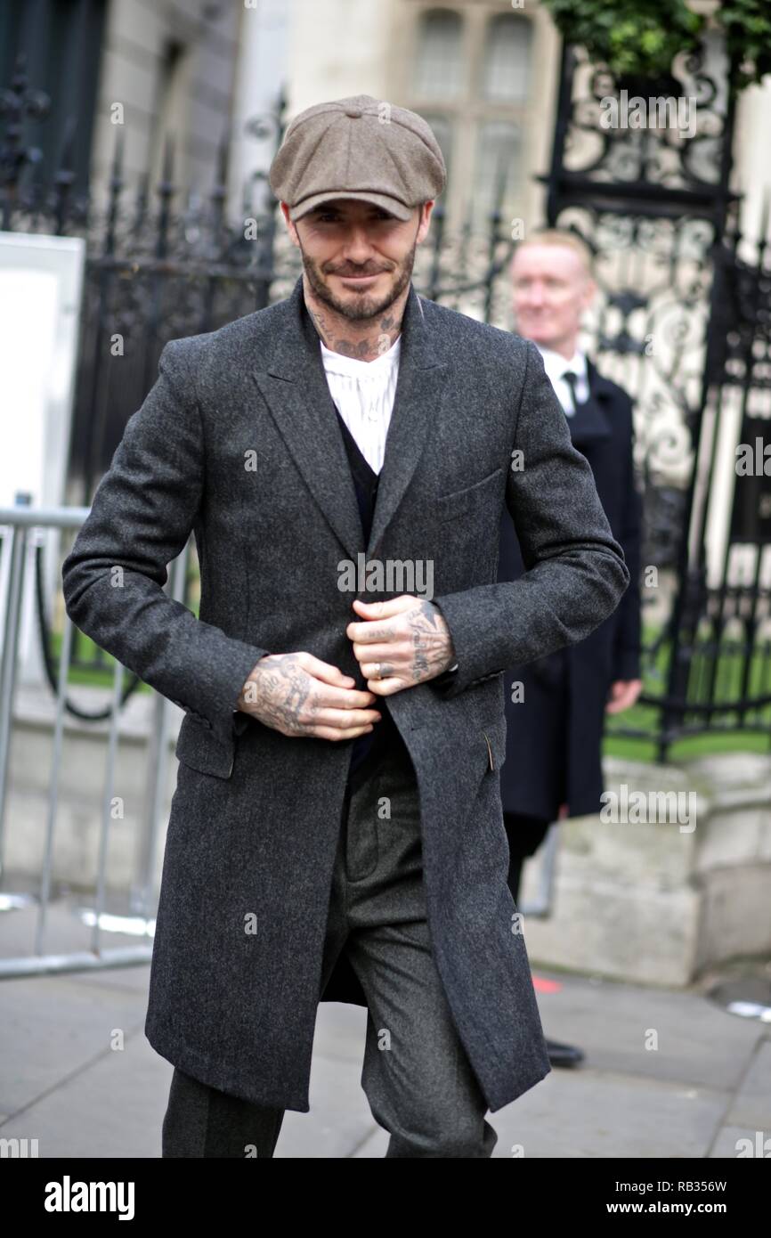 London, UK. 06th Jan, 2019. David Beckham arrives at Kent & Curwen AW19 ...