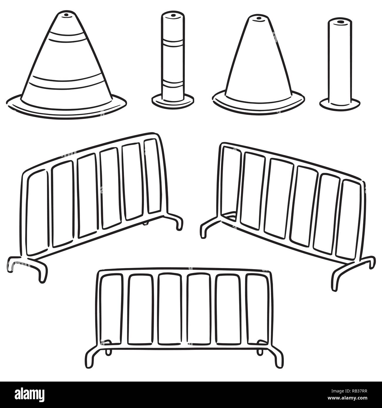 vector set of traffic cone and traffic fence Stock Vector Image & Art ...