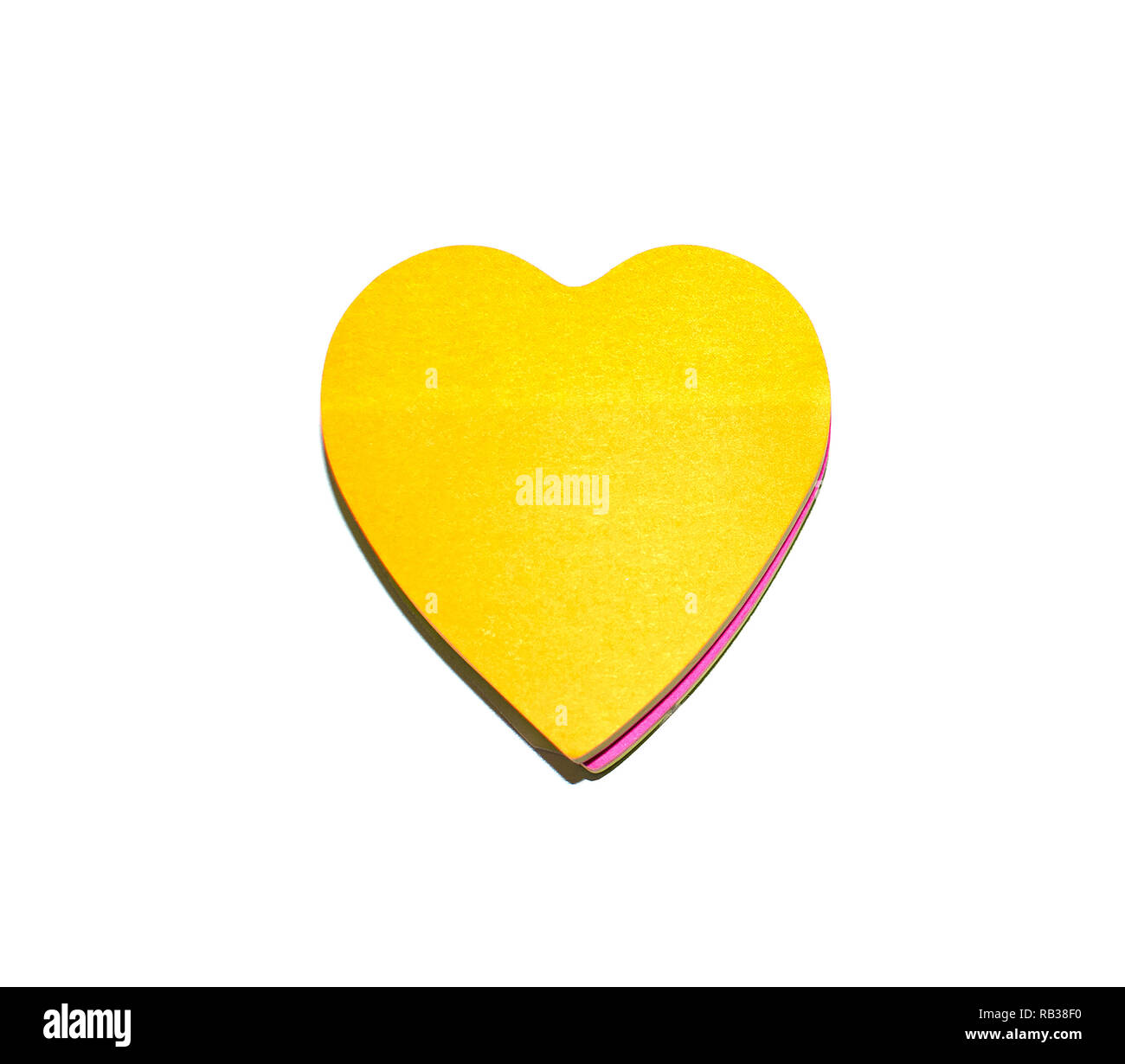 Paper heart sticker with empty surface copy space on white background ...