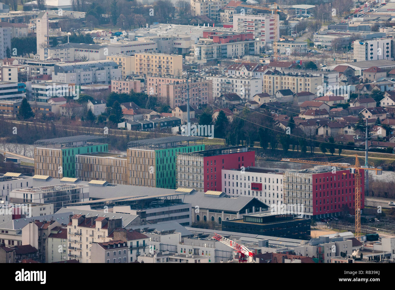 Grenoble, France, January 2019 : Aerial view of Bouchayer-Vaiallet Stock Photo