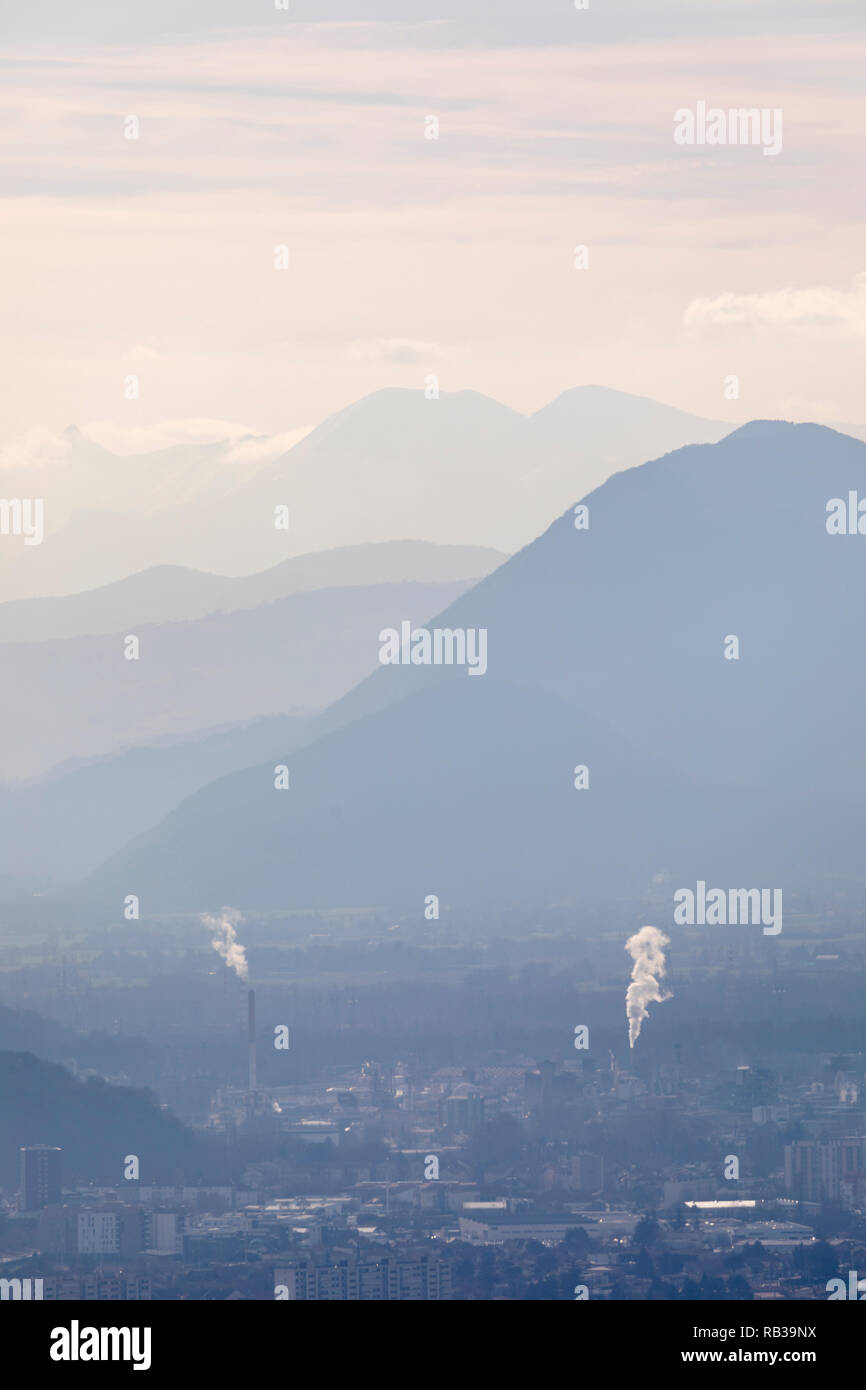 Grenoble, France, January 2019 : chemical complex of Pont de Claix Stock Photo