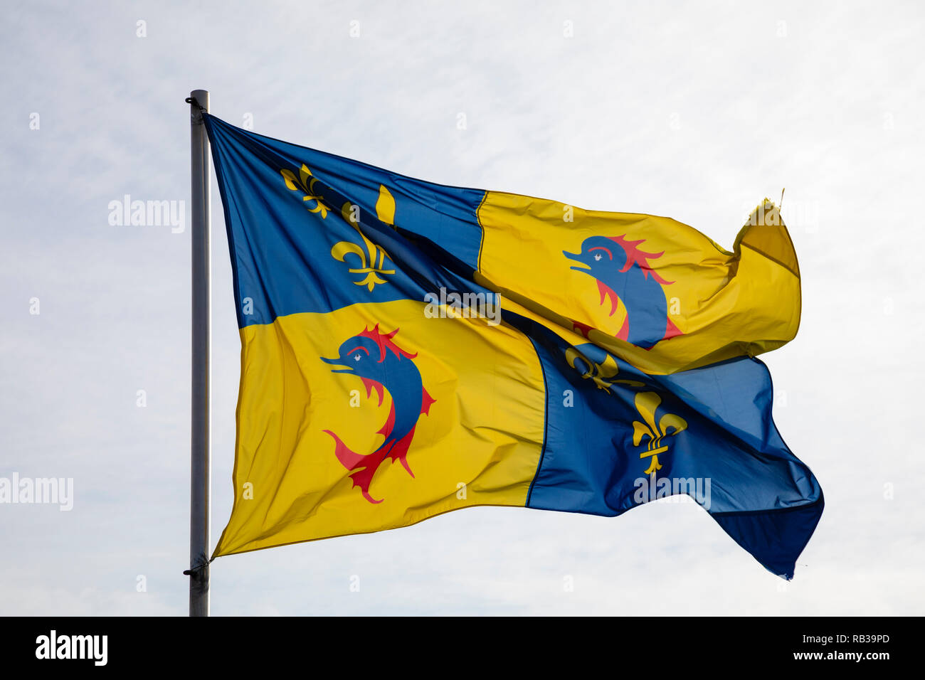 Grenoble, France, January 2019 : The Dauphine flag Stock Photo